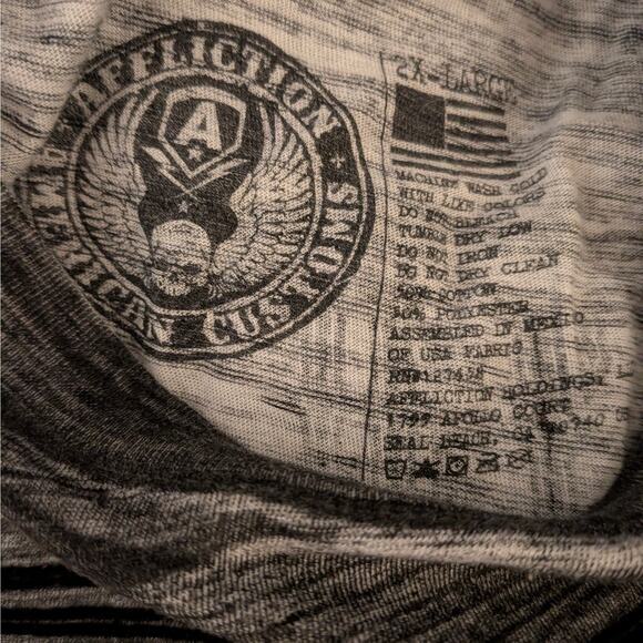 AFFLICTION American Customs Snake & Skull Black Velvet Print Gray Shirt Men 2X - Picture 4 of 5